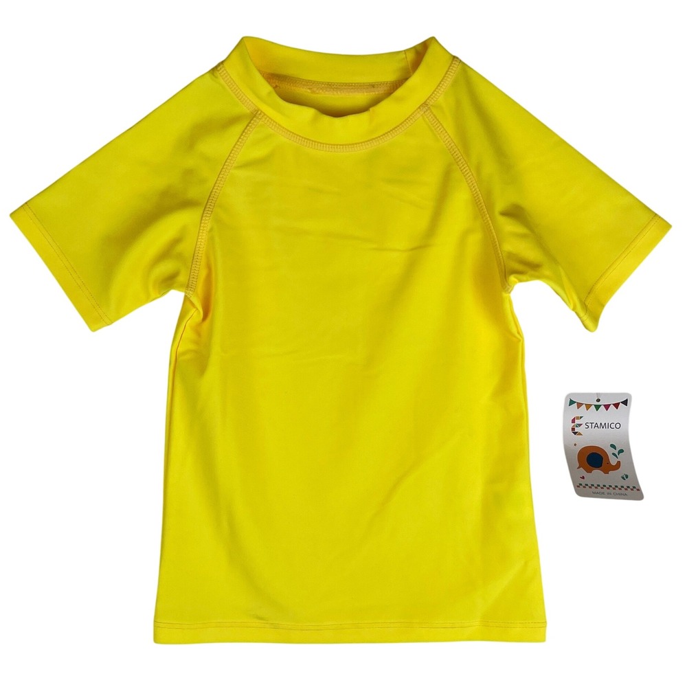 Stamico Kids Yellow Rash Guard Short Sleeve Swim Shirt Sun Protection 2T NEW